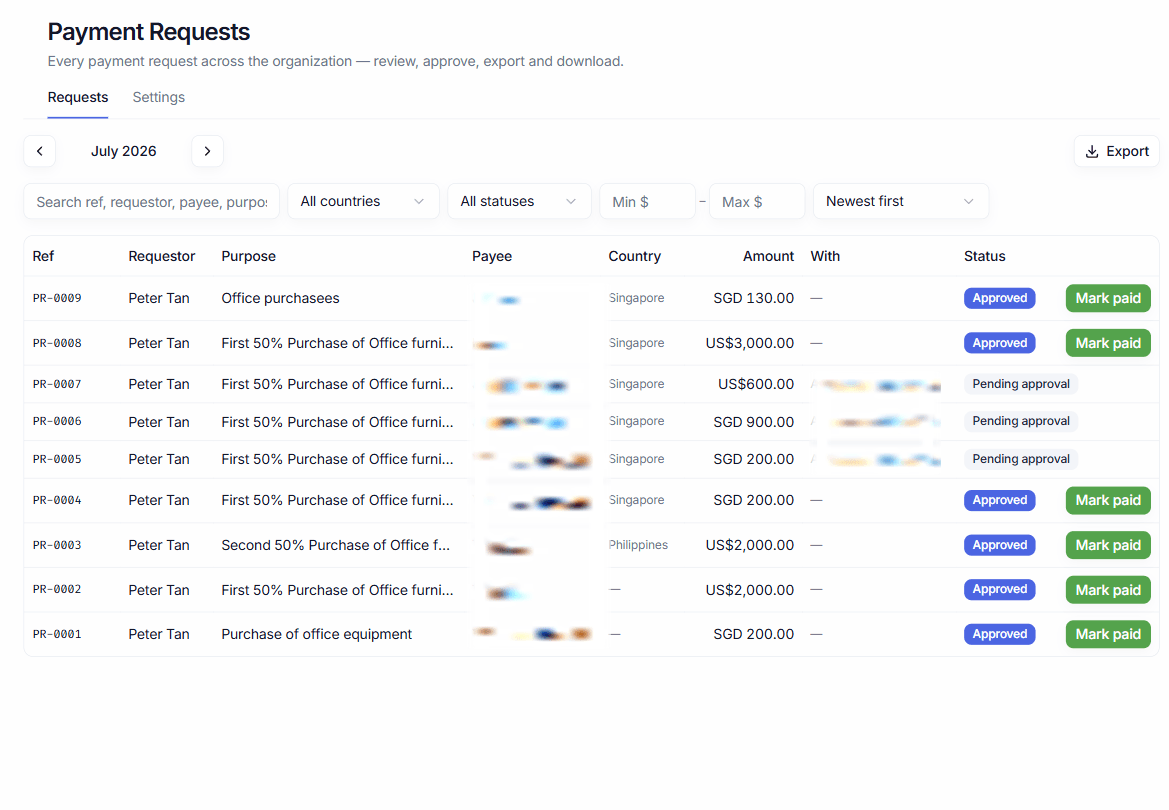 Claims · payment requests